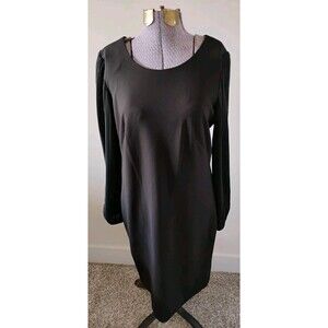Donna Ricco NY Black Cocktail Dress Women's Midi Accordion Sleeve Elegant sz 8